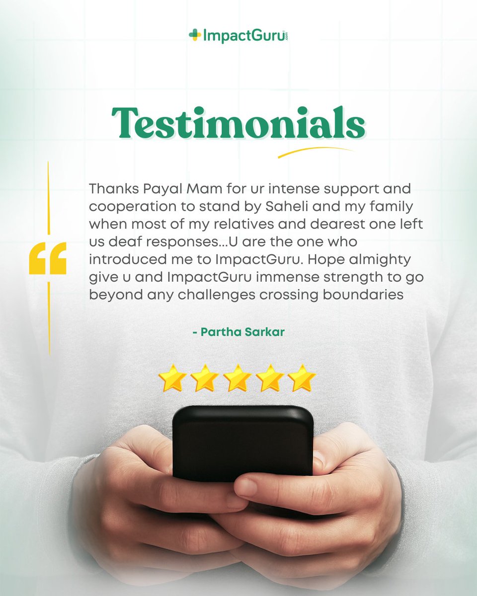 ImpactGuru's tweet image. Together, we can continue turning empathy into action and hope into healing.😇

#ImpactGuruTestimonial #Gratitude #KindWords