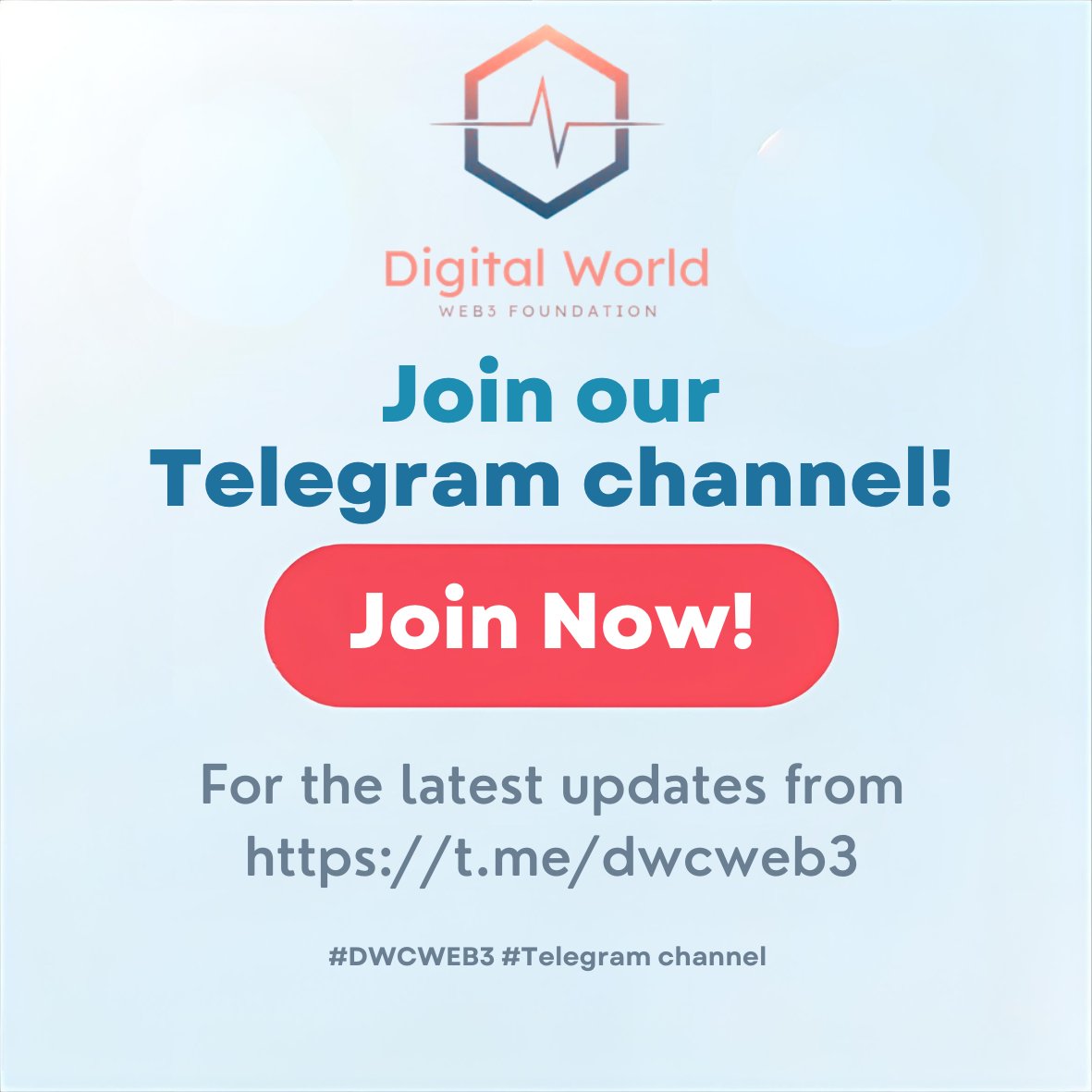 Join our Telegram channel for the latest update from <a href="/DWCWEB3/">Digital World Web3 Foundation</a>.

🔸t.me/dwcweb3

#communitybuilding #telegram #DWC #dwcweb3 #newlaunch