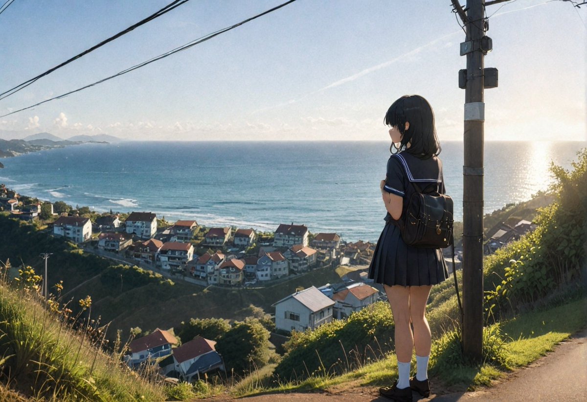 tadakich's tweet image. ずっと山育ちだからこういう海沿いの街に憧れる～
海風による塩害で大変だろうけどそれでも憧れる山の民の私
#AIart #AIイラスト #magespace