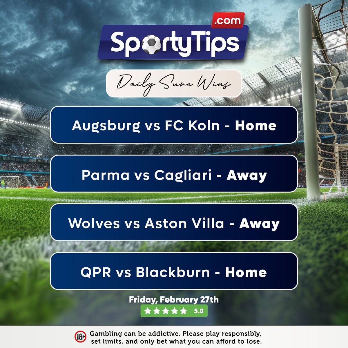 Sporty__Tips's tweet photo. FREE Pick for Today !
Get more Daily Sure Odds in a few easy steps 👇

Pay 50 bob only
Lipa na M-Pesa → Buy Goods
Till Number: 228989
Get odds instantly after payment
🔞 Play Responsibly https://t.co/2XFd0oDPFA