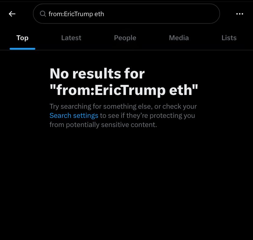 Eric Trump really deleted all crypto related posts on X 💀.