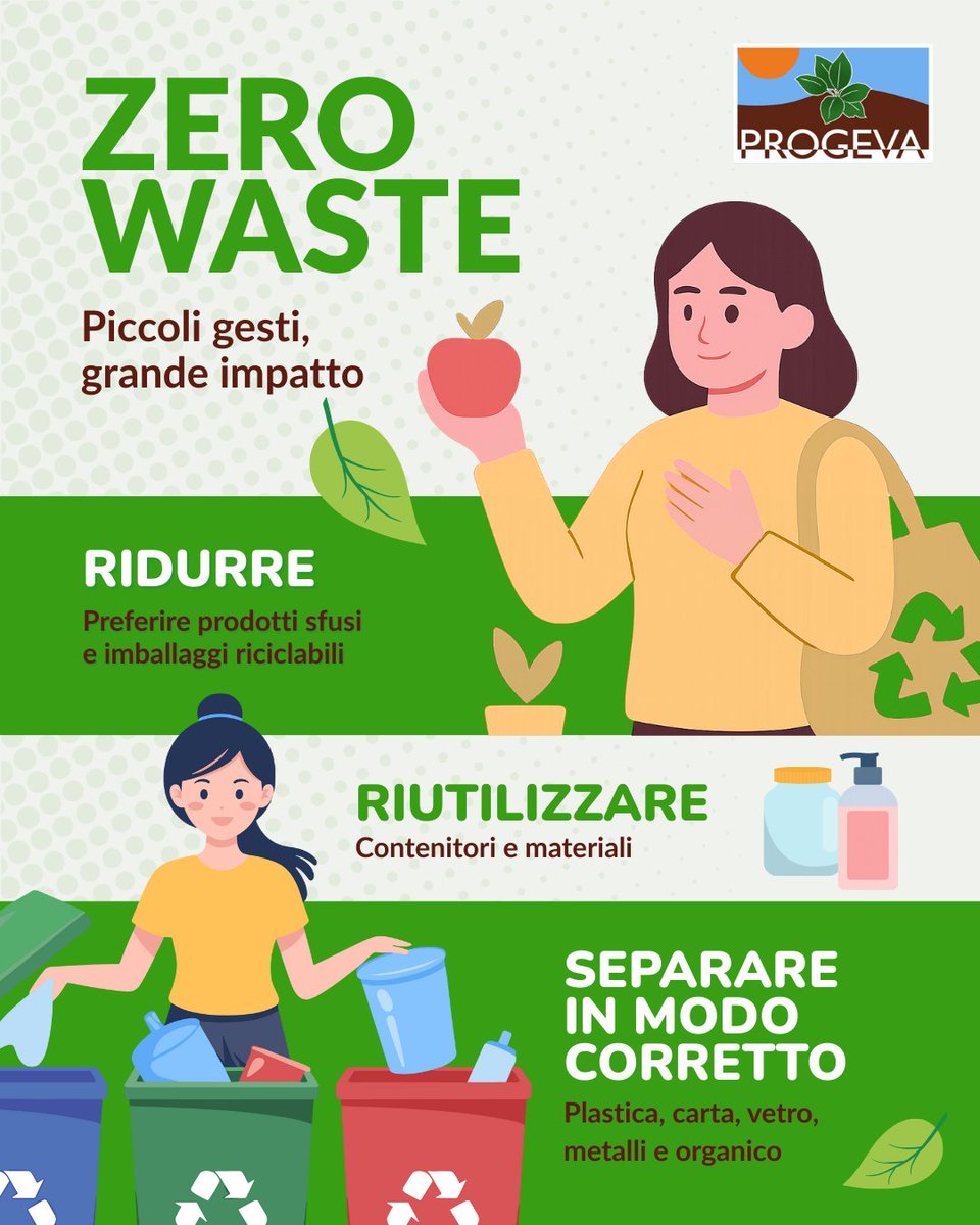 #ZeroWaste 🎯
Ridurre i rifiuti alla fonte, riutilizzare ciò che è possibile e riciclare correttamente: piccoli gesti, grande impatto postivo per il Pianeta🌍