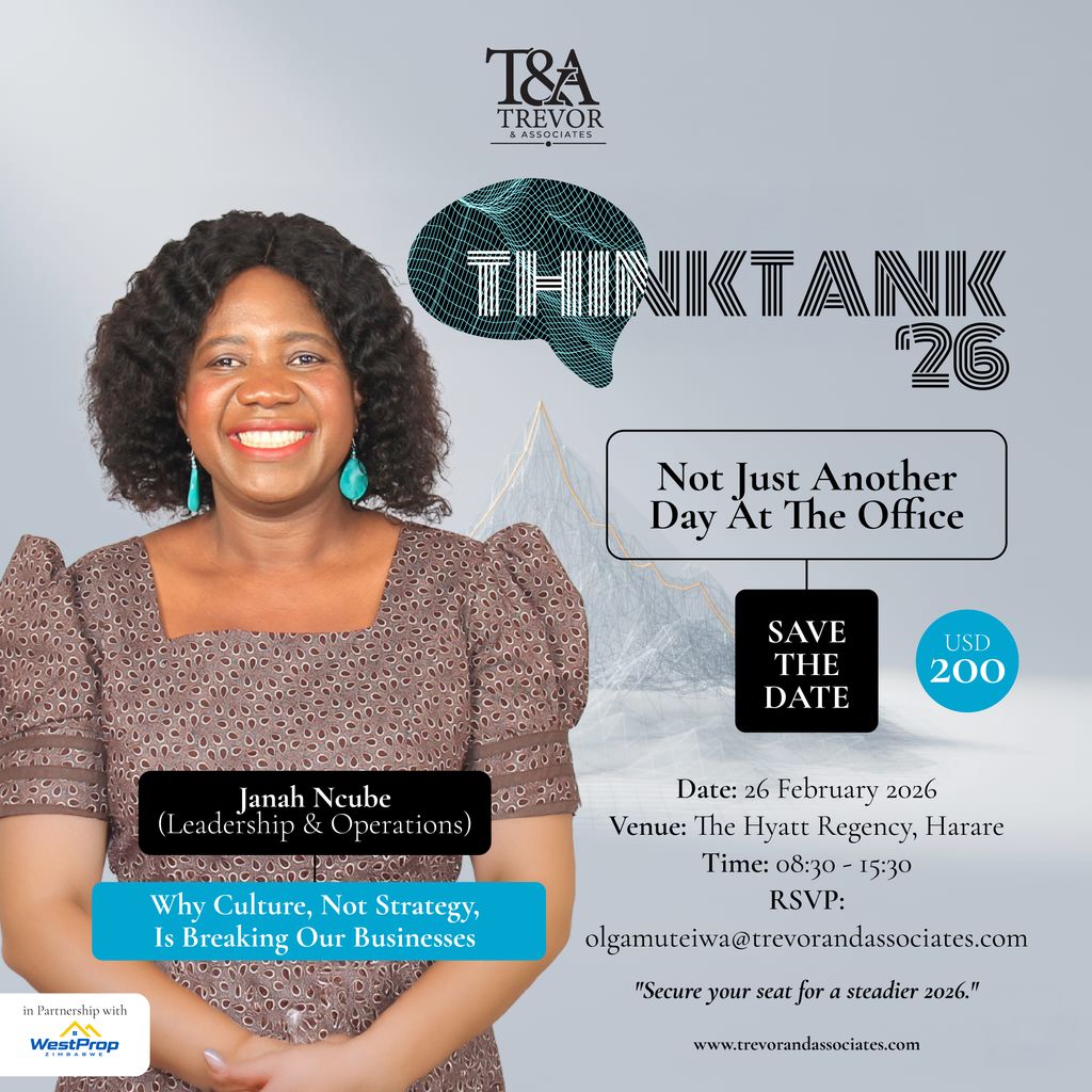 TrevorAssoc's tweet photo. Strategy does not fail in spreadsheets.

It fails in culture.

Janah Ncube will address the structural and governance realities that quietly undermine performance, and how leaders correct them. 

Register here: https://t.co/0gzZAIpfmr 

#ThinkTank2026 https://t.co/LHHceu17tk