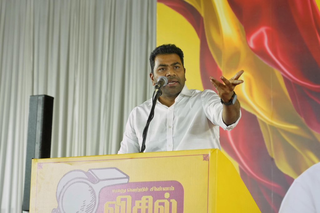 ActorVijayTeam's tweet photo. Aadhav Arjuna about Red Giant Movies: 

Before 2021 what kind of company was it? They never made profit. Now suddenly they are making big budget films with stars like Rajinikanth and Kamal. Where did that money come from? 

Is it people’s money? Looted money? You are in government and doing business.