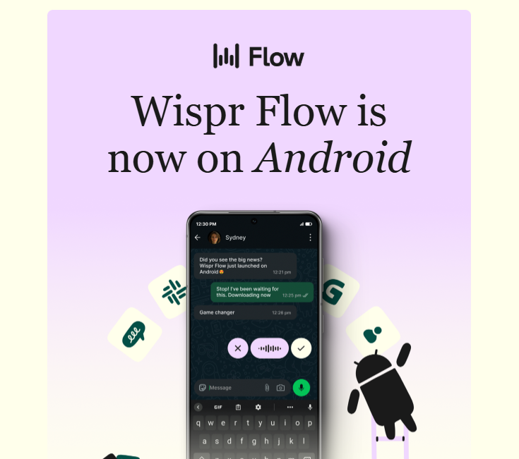 SamyAutomation's tweet photo. Awesoome! @WisprFlow 

I don't know why Android always comes after iOS on the tech startup space... https://t.co/LPWdTGbmsQ