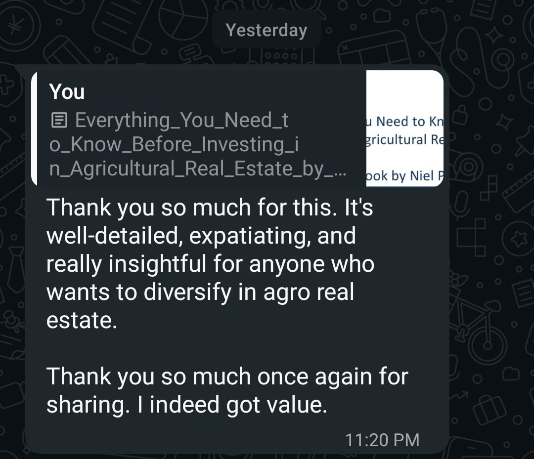 ejitheinvestor_'s tweet photo. Yesterday, I sent our FREE Agricultural Real Estate Handbook to a alot prospect who requested for it.

This was the one response out of many 👇 https://t.co/bIUfiJAhg0