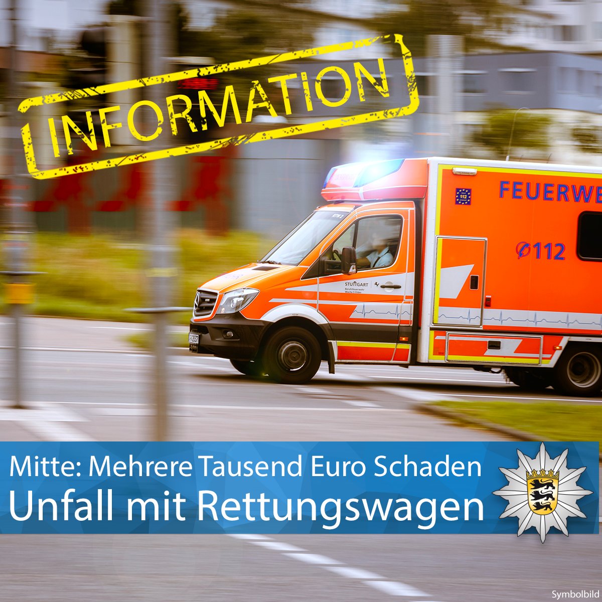 PP_Stuttgart's tweet image. #Mitte Am Montag kam es auf der Cannstatter Str. gg. 14 Uhr zu einem Zusammenstoß von einem Rettungswagen und einer Pkw-Fahrerin. Die Frau wurde leicht verletzt und es entstand ein Schaden von mehreren Zehntausend Euro. Zur PM ▶️  sohub.io/wd6n
Eure #Polizei #Stuttgart