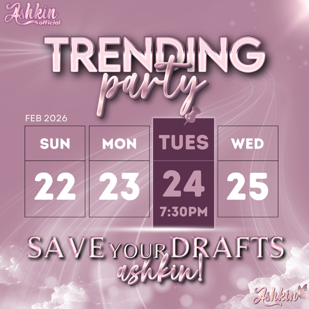 𝐓𝐑𝐄𝐍𝐃𝐈𝐍𝐆 𝐏𝐀𝐑𝐓𝐘 𝐂𝐎𝐌𝐈𝐍𝐆 𝐔𝐏! 📢

Get your drafts ready, Ashkins! 🫶🏻
We’re teaming up again with <a href="/AshRaveTREND/">ASHRAVE TRENDSETTER</a> for an upcoming trending party.

Let’s unite, flood the timeline, and show our unwavering love and support for Ashley. 💟

#AshleySarmiento