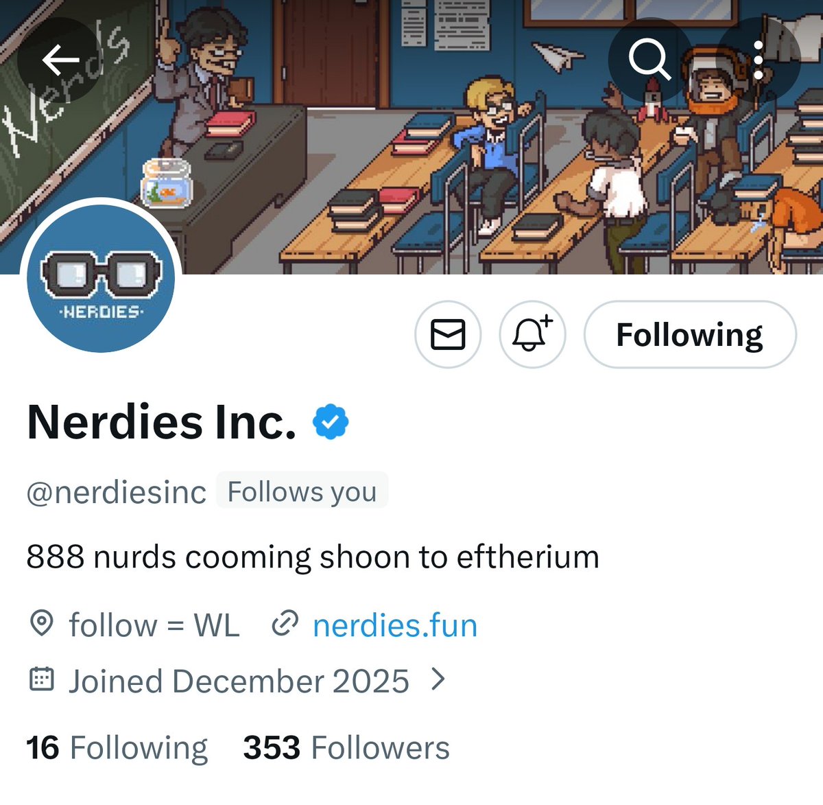 Who want wl?

Another interesting low supply coming up soon, probably a free mint or not.

<a href="/nerdiesinc/">Nerdies Inc.</a> 
888 nurds coming soon to ETH
 
Raffle goes live in <a href="/SIMUL_xyz/">SIMUL</a> 

Don't miss