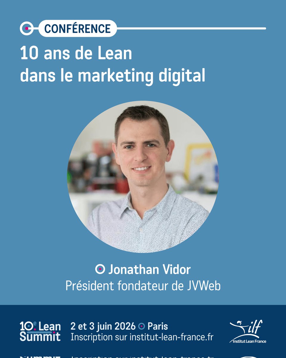 INST_LEANFRANCE's tweet photo. 🎬 #LeanSummit2026
Après son intervention en 2020 (au OnlineLeanSummit) et dans d'autres événements de @InstitutLeanFrance, Jonathan Vidor viendra au 10e Lean Summit à Paris pour nous raconter la suite de ses aventures d'entrepreneur dans le marketing digital. https://t.co/2Sj9VUgFI8