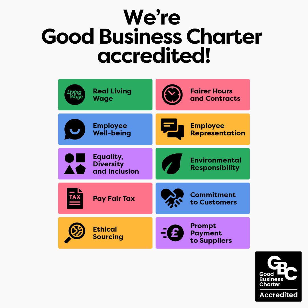 We’re delighted to have achieved Good Business Charter accreditation! To gain accreditation, we are committed to ten components - The Good Business Charter sets a high bar!

Learn why the <a href="/GBCharterUK/">Good Business Charter</a> matters goodbusinesscharter.com

#GoodBusinessMatters