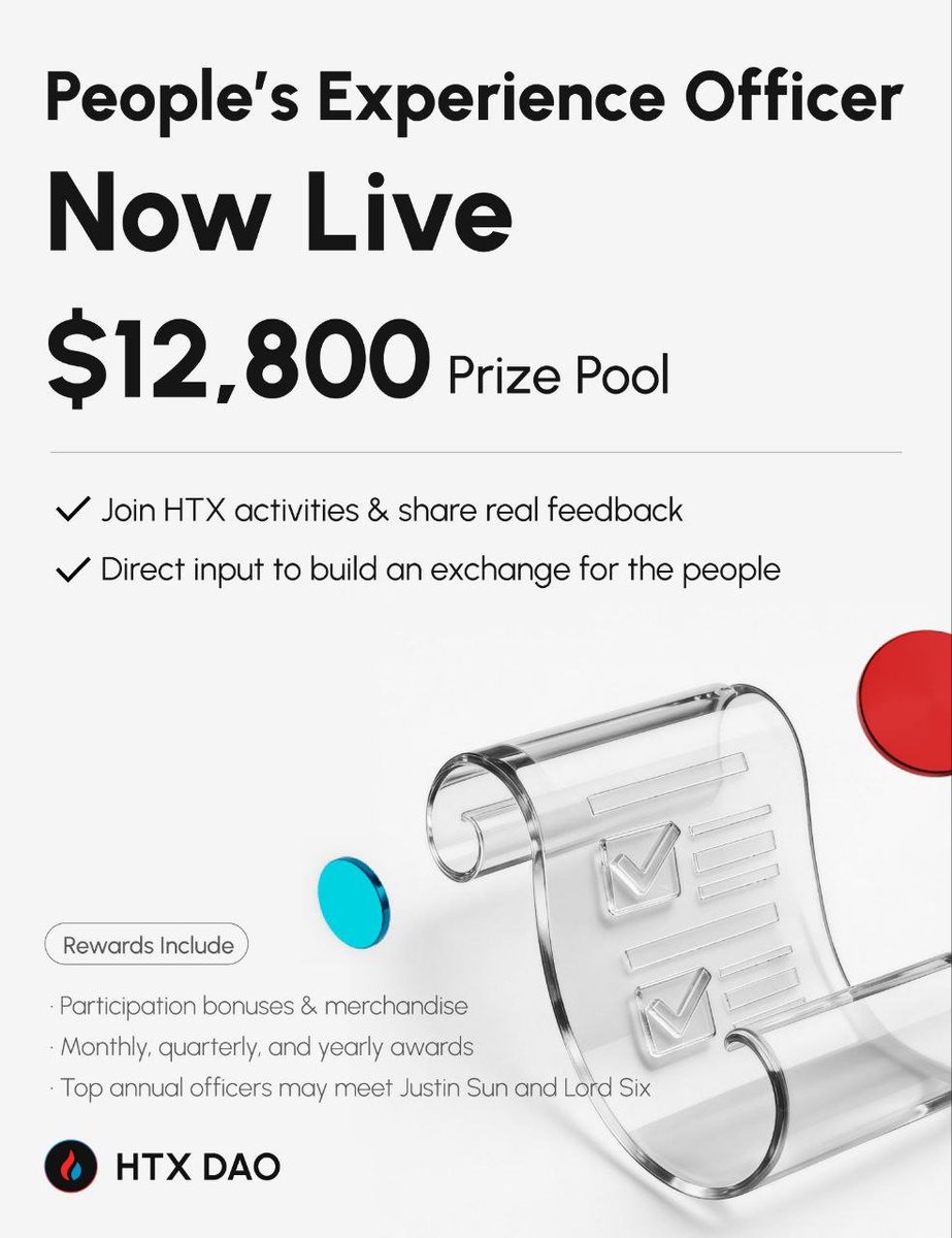 🚀 #HTXDAOPeople’s Experience Officer Survey Now Live!

💰 $12,800 Prize Pool
🎁 #Rewards Include:

✅Participation bonuses &amp; exclusive merchandise
✅Monthly, quarterly &amp; yearly awards
✅Top annual officers may meet <a href="/justinsuntron/">H.E. Justin Sun 👨‍🚀 🌞</a> &amp; <a href="/HTX_Molly/">火币HTX六爷</a> 

Fast! Come fill out the survey,