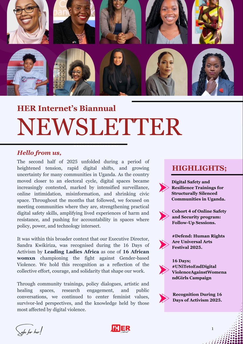 Our latest newsletter is out. 🎊

In this edition, we reflect on recent community engagements, digital safety work, and ongoing conversations around power, privacy, and online violations. 

Read the full newsletter via; herinternet.org/wp-content/upl…

#DigitalFutures