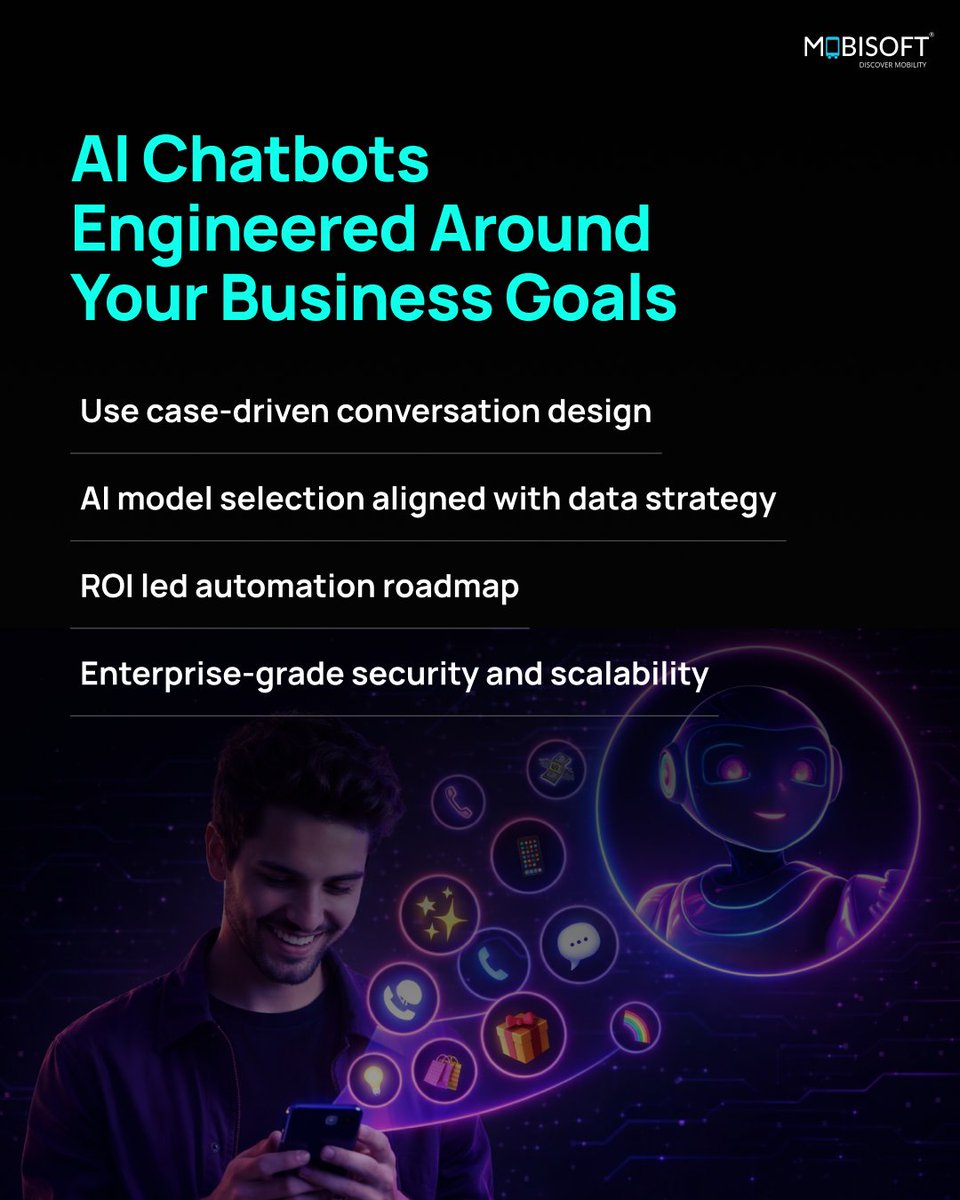 MobisoftInfo's tweet image. 𝐀𝐈 𝐂𝐡𝐚𝐭𝐛𝐨𝐭𝐬 𝐓𝐡𝐚𝐭 𝐃𝐨 𝐌𝐨𝐫𝐞 𝐓𝐡𝐚𝐧 𝐉𝐮𝐬𝐭 𝐀𝐧𝐬𝐰𝐞𝐫 𝐐𝐮𝐞𝐬𝐭𝐢𝐨𝐧𝐬
 
Turn conversations into measurable business value: zurl.co/UdnyV 

#AIChatbots #ConversationalAI #CustomerExperience