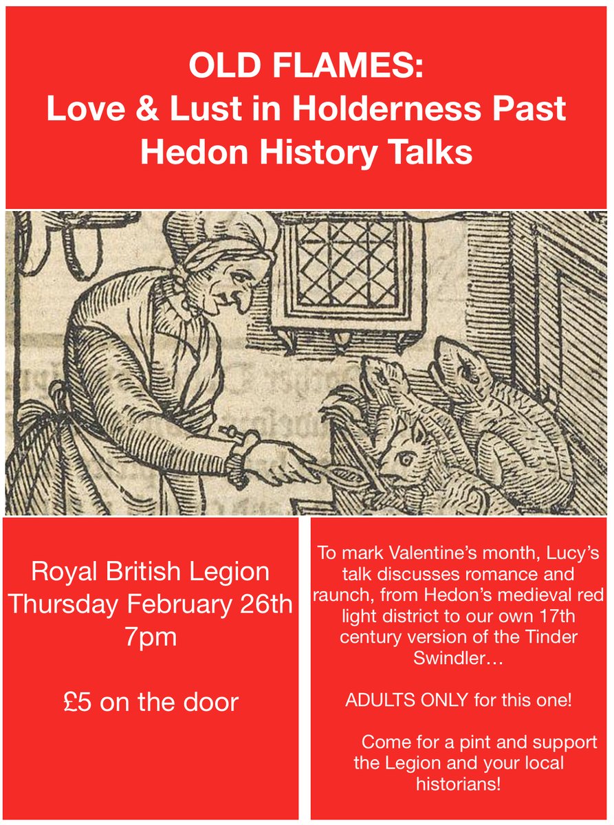 HedonWalks's tweet photo. Lucy, our Hedon Historian, will present the Hedon History Talk on Thursday. She will conclusively demonstrate that there is nothing new in love. Always well researched she will bring to light little talked about matters.
British Legion, Hedon, 7pm Thursday 26th February, £5. https://t.co/hCeBesMYb8