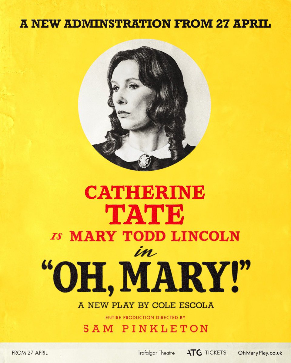 Sensational! ⭐️ Award-winning actress and writer Catherine Tate ("The Catherine Tate Show," "Doctor Who") will take over the role of Mary Todd Lincoln in OH, MARY! beginning 27 April for a limited 12-week engagement.

#CatherineTate #OhMaryUK