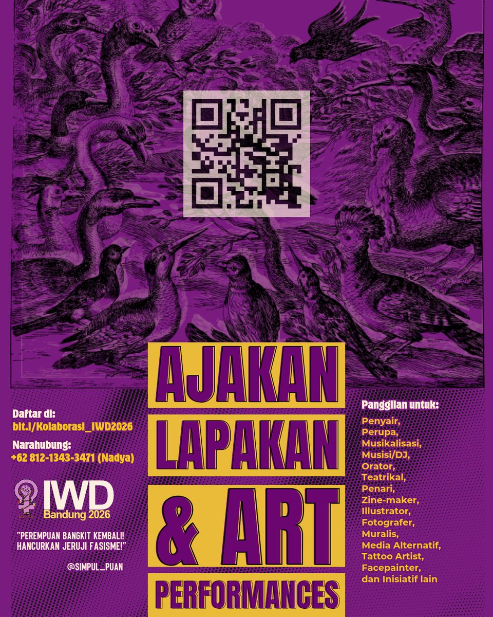 gasss yu oomf yang punya karya-karya buat dilapakin atau senimanoomf yang mendukung penghapusan kekerasan terhadap perempuan hehe daftar ke bit.ly/Kolaborasi_IWD… 💐💐