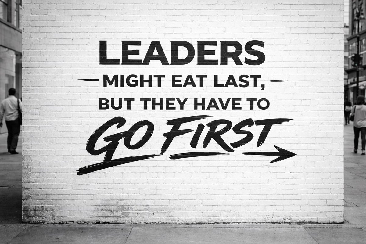 Leaders eat last. Simon Sinek made that stick.
But the harder part is leaders also have to go first.

First to admit they don't know. First to own mistakes. First to regulate.

Want more accountability? Go first.
Want more innovation? Go first. 

Better leaders. Better teams.