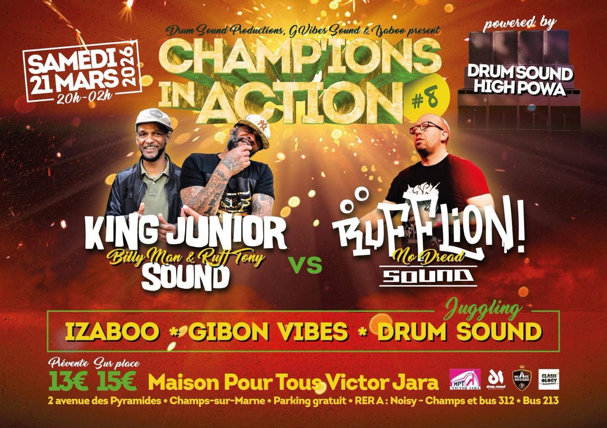 #soundclash 
King Junior Vs Ruff Lion 
21 Mars 2026 #soundsystemculture