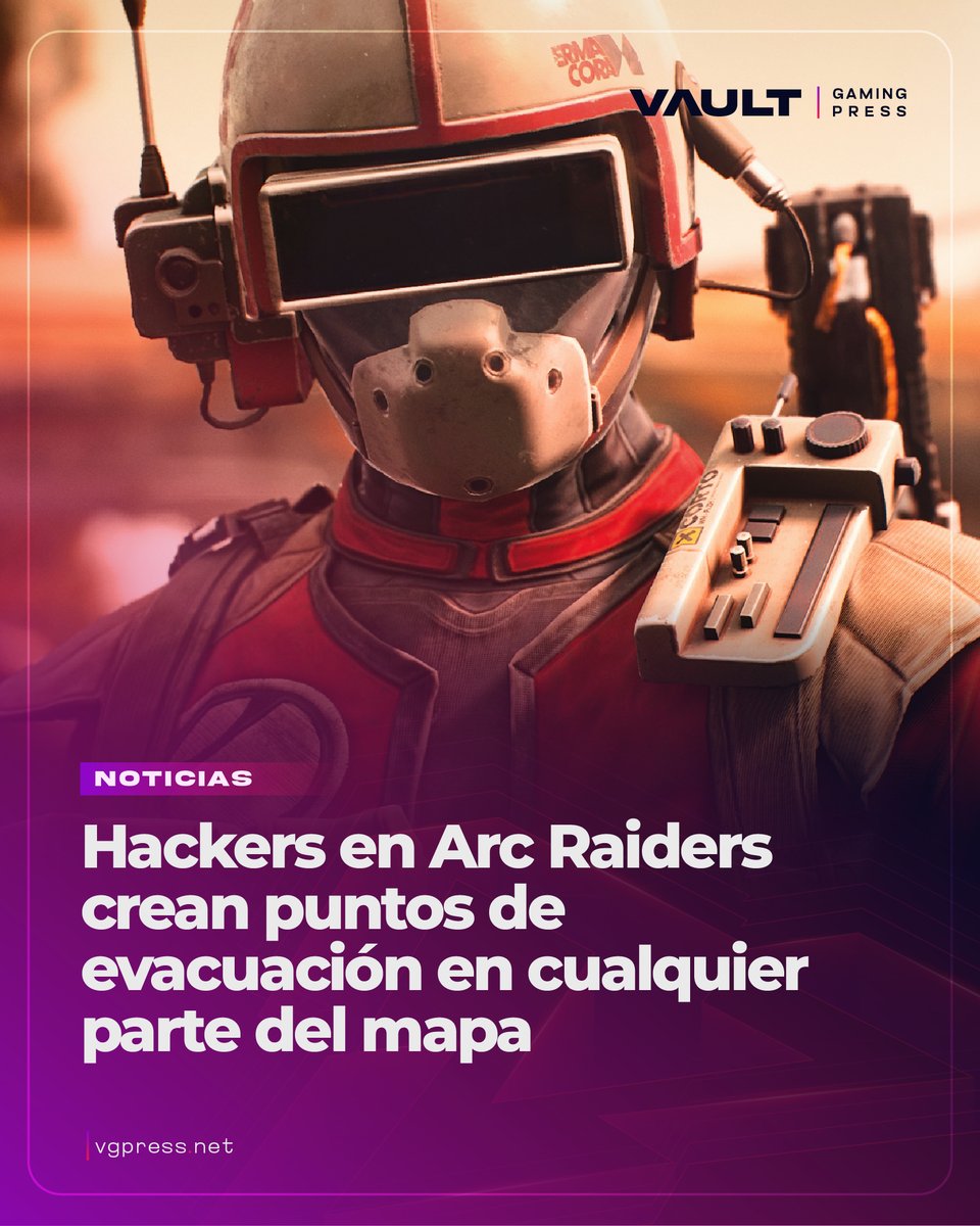 vaultgamingp's tweet photo. ⚠️ Problemas en #ArcRaiders

Un jugador mostró cómo generar puntos de evacuación en cualquier parte del mapa… y vender el truco.

La comunidad exige consecuencias.

Te contamos todos los detalles de este gran problema que enfrenta #Embark aquí: https://t.co/BQQGd3uPa1 https://t.co/4zAplPR43T