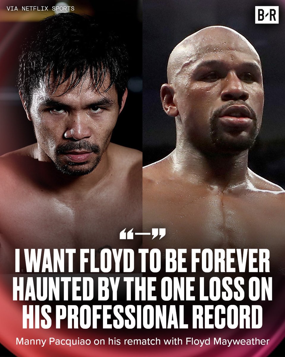 BleacherReport's tweet image. Manny Pacquiao wants to be the reason Floyd Mayweather remembers the first loss of his career 😳

(via @netflixsports)