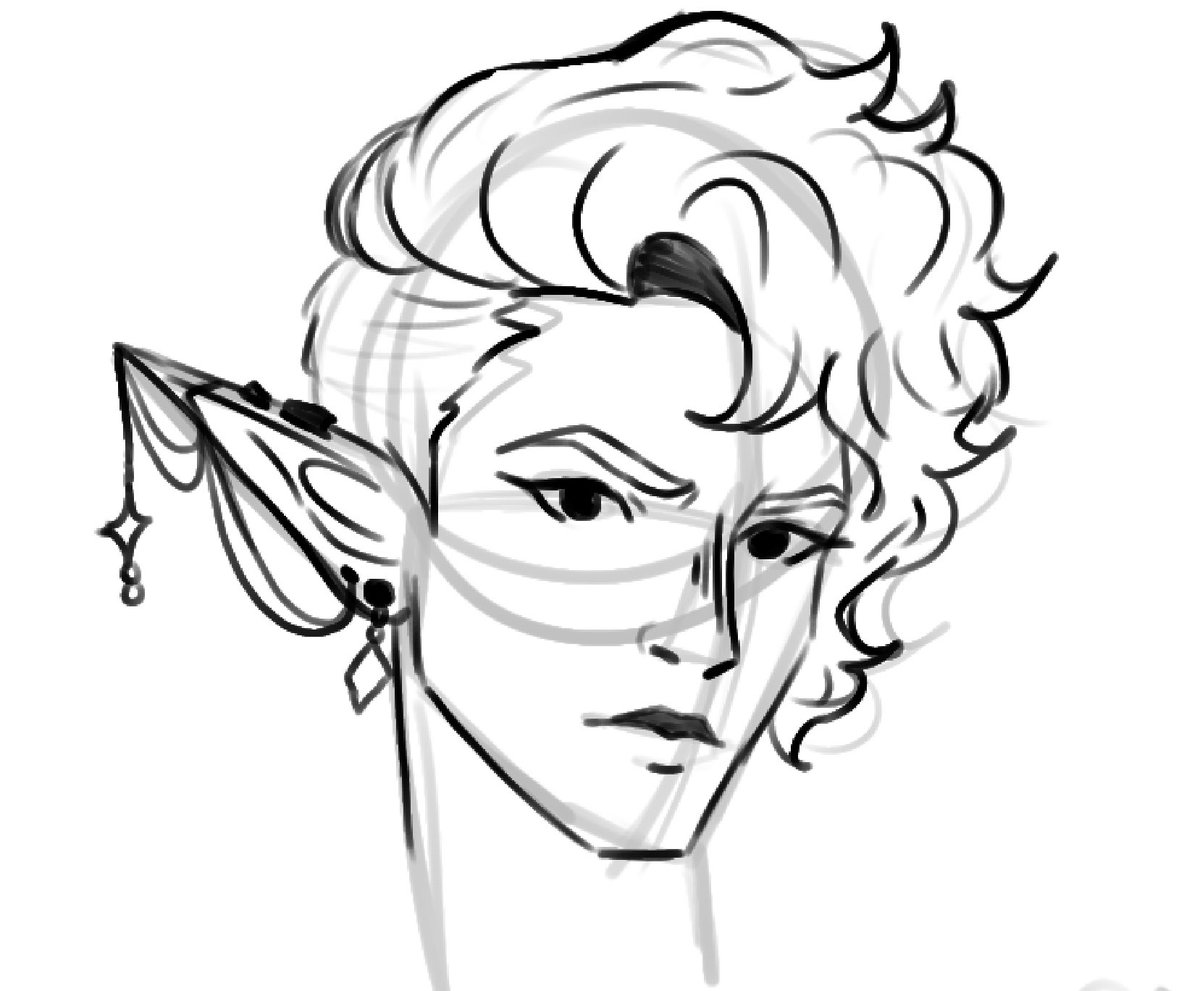 Figuring out how I wanna draw his hair..