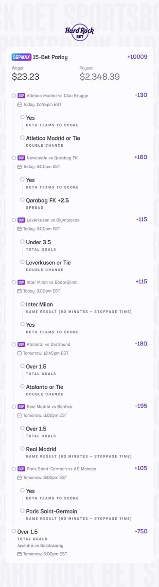 ROZgolfer23's tweet image. UCL MEGA! ⚽️

A 2-day bet here using 2 props from every game EXECPT FOR GD JUVENTUS. Going with &amp;gt;1.5 goals in that game, but im gonna absolutely run a line without anything from them. 

Be sure to check out my article, where I go over a few different variations. 

🔗👇