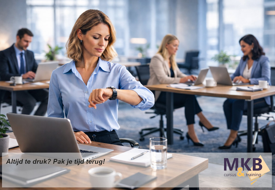 Altijd te druk? Pak je tijd terug.
Krijg grip op je agenda met de 2-daagse Time Management training van MKB Cursus &amp; Training.

✔️ Werkbare prioriteiten
✔️ Slimmer delegeren
✔️ Effectief “nee” zeggen
✔️ Minder stress, meer resultaat
 
mkbct.nl/cursus/time-ma…