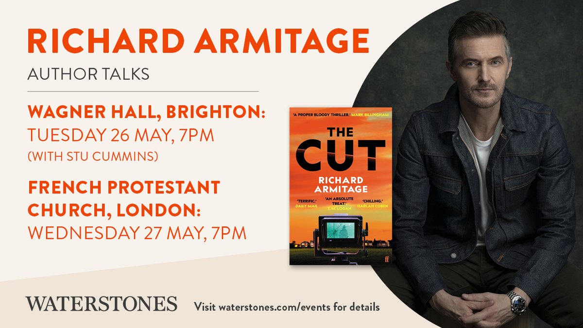 Join us for two brilliant events with Richard Armitage as we celebrate and discuss THE CUT, his latest twist-laden thriller. Details here: waterstones.com/events/search/…