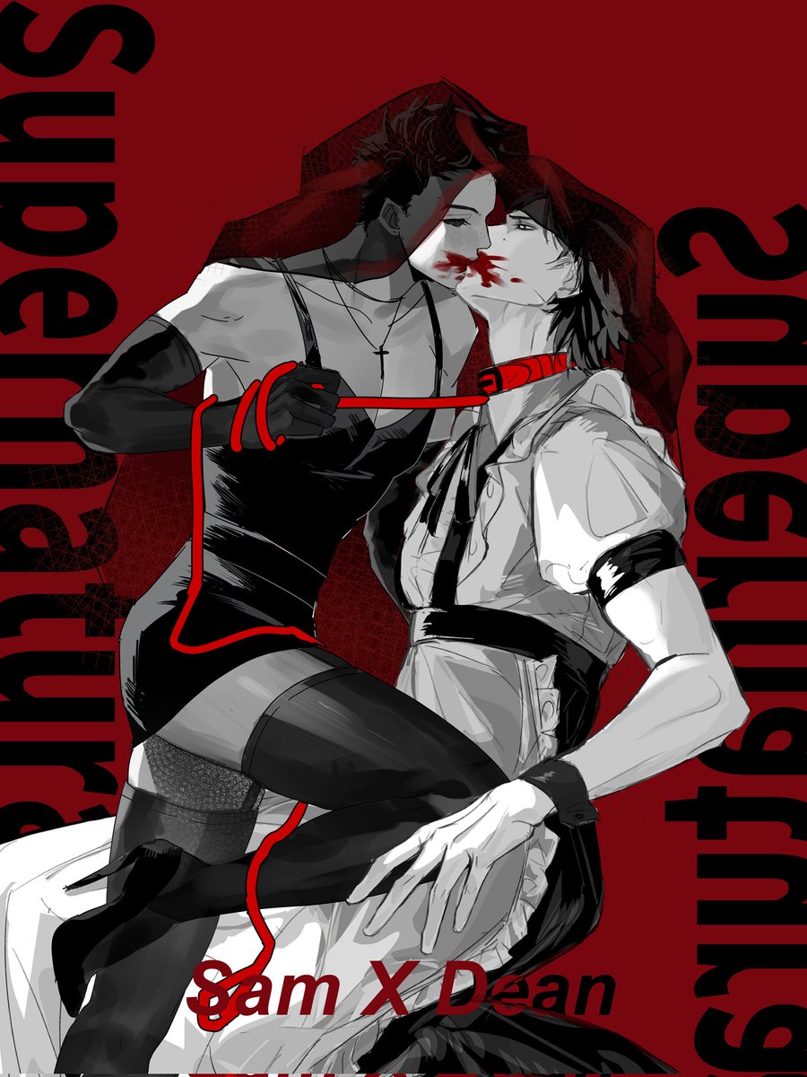 #Wincest #SPN #sd
血瘾米x恶魔丁
和亲友玩的一人画一半然后拼在一起，两个人的衣服单纯是我和我亲友随机画的
衣服动作有参考