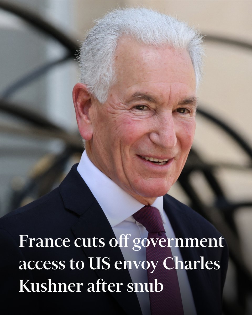 France has banned US ambassador Charles Kushner from meeting government officials after he ignored a summons from the foreign ministry over Trump administration comments about the recent killing of a far-right activist. ft.trib.al/4NCnLhf
