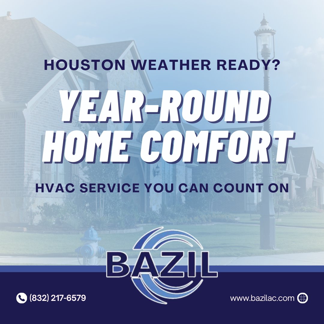 BazilACHeat's tweet image. Is your HVAC system ready for the unpredictable Houston weather? ⛅️

Bazil Air Conditioning and Heating ensures your system runs smoothly all year. No sweat (or shivers)! 😎

📞 Book your service now: 832-217-6579

#HoustonTX #HomeMaintenance #HVACService #BazilAC