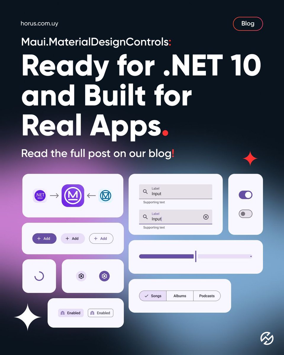 New Blog Drop: Maui.MaterialDesignControls: Ready for .NET 10 and Built for Real Apps 

👉 Read it here: horus.com.uy/blog/maui-mate… 

#dotnet #dotnetmaui #maui #dotnet10 #maui10 #mobiledevelopment #materialdesign
