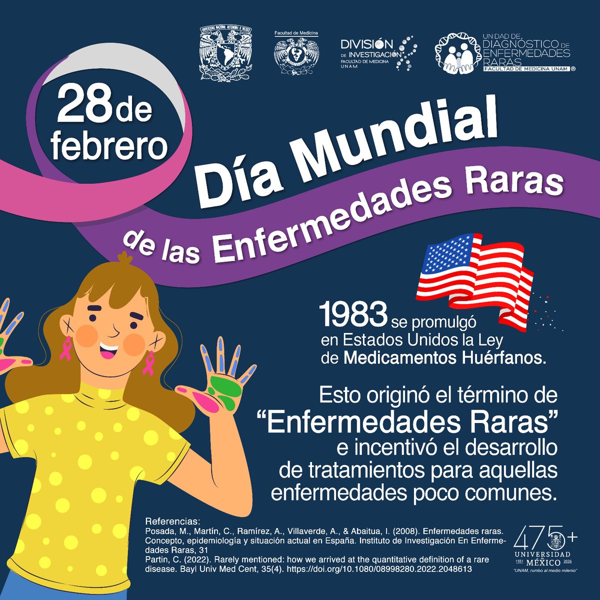 UDER_UNAM's tweet photo. 🩷Se conmemora un esfuerzo que impulsó el reconocimiento y la investigación de las enfermedades raras, promoviendo el desarrollo de tratamientos y marcos legales para su atención 🏥🥼
#DíaMundialDeLasEnfermedadesRaras #EnfermedadesRaras #DiagnósticoOportuno #UDER #FACMED #UNAM https://t.co/b0f68jQRxt