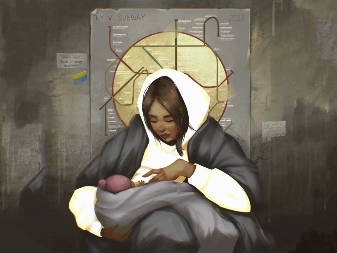 Today, marks four years since the beginning of the #Ukrainian peoples' resistance. We pray for the dead, for #refugees seeking safety, and for those who continue to defend the Ukrainian people. #Pray for #Peace...
(#Madonna of #Kyiv, by Ukrainian artist Marina Solomenikova)