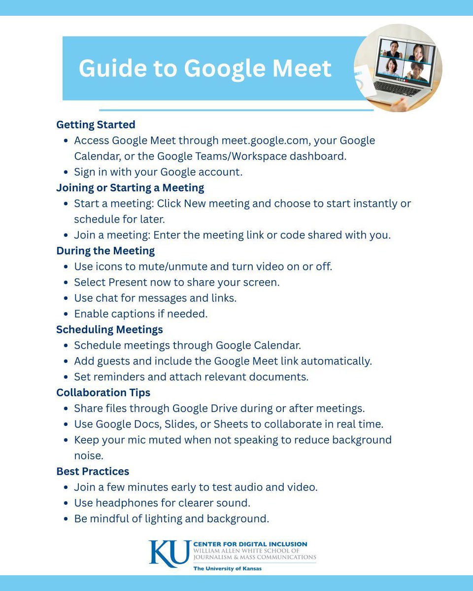 Following this guide will help make Google Meet an easy, reliable tool for virtual meetings, classes, and team collaboration!

#KUCDI