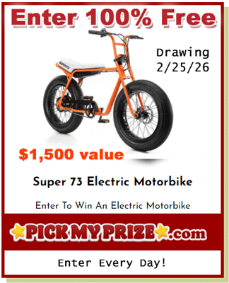 🏆Don't  miss your chance to #win a Super 73 Electric Motorbike on 2/25/26!🚲

Enter PickMyPrize Today: ow.ly/cmPz50YkkE1