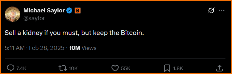 goldseek's tweet photo. If you followed Saylor's advice last year, you are now down 1 x Kidney and $20,000