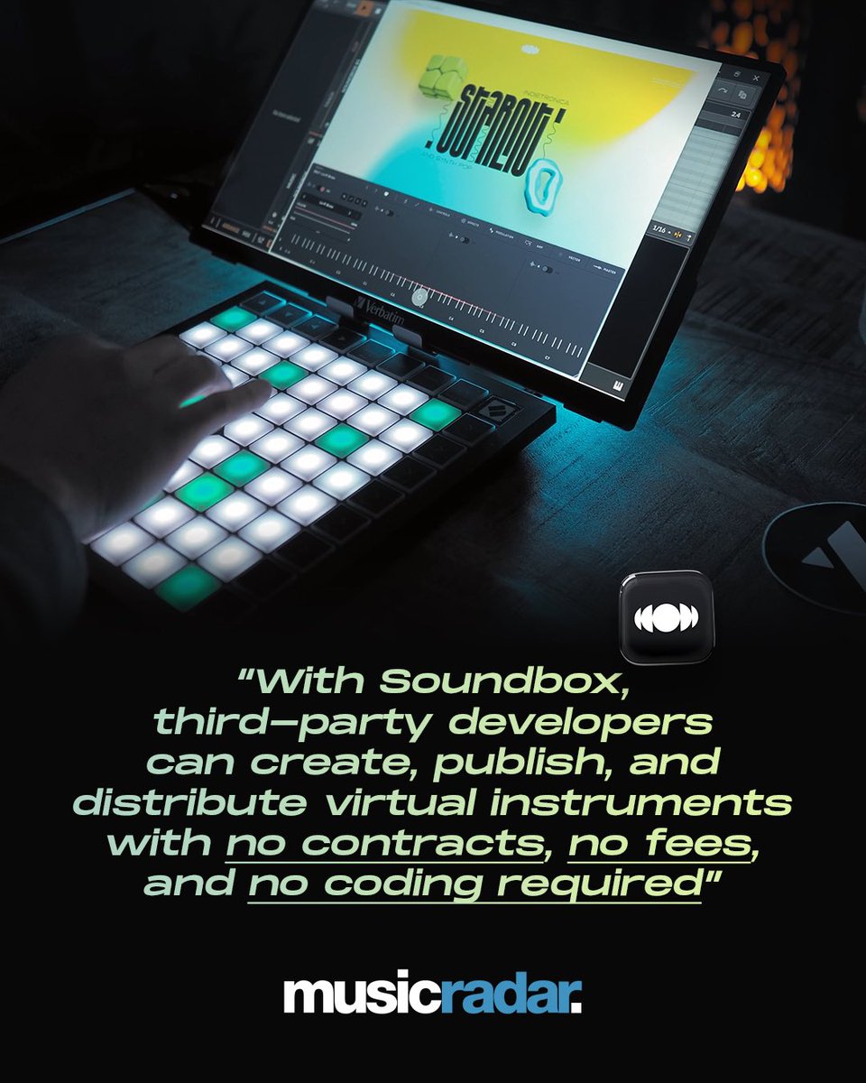 Audiomodern's tweet photo. “With Soundbox, third-party developers can create, publish, and distribute virtual instruments with no contracts, no fees, and no coding required”

Creating a more open model for virtual instrument development. The platform supports desktop and iPad, making it accessible across modern production workflows.

An interesting shift in how instrument platforms might operate going forward.

Read the full article on Musicradar 👇
https://t.co/anJhZEouQD

#MusicTech #Soundbox  #SoundDesign #MusicProduction #audiomodern