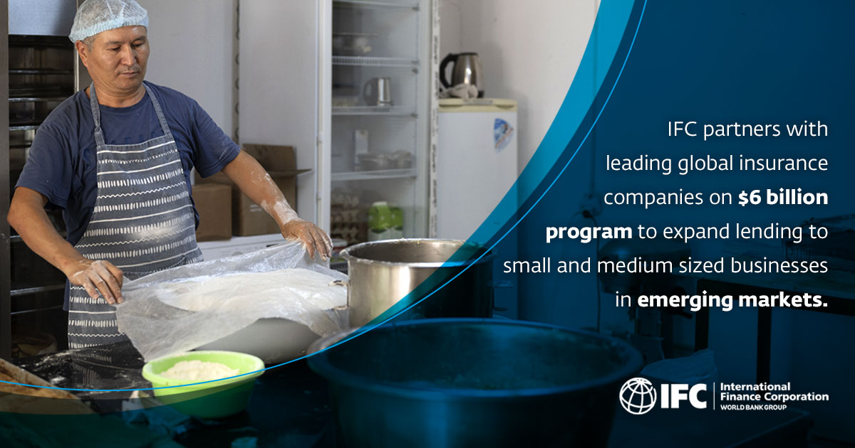IFC_org's tweet image. 📢 NEW: IFC has signed a $6 billion credit #insurancepolicy with 19 global insurers to expand lending to small and medium-sized businesses in #emergingmarkets. Learn more: wrld.bg/EQxs50YkXQo #CreditInsuranceFacility