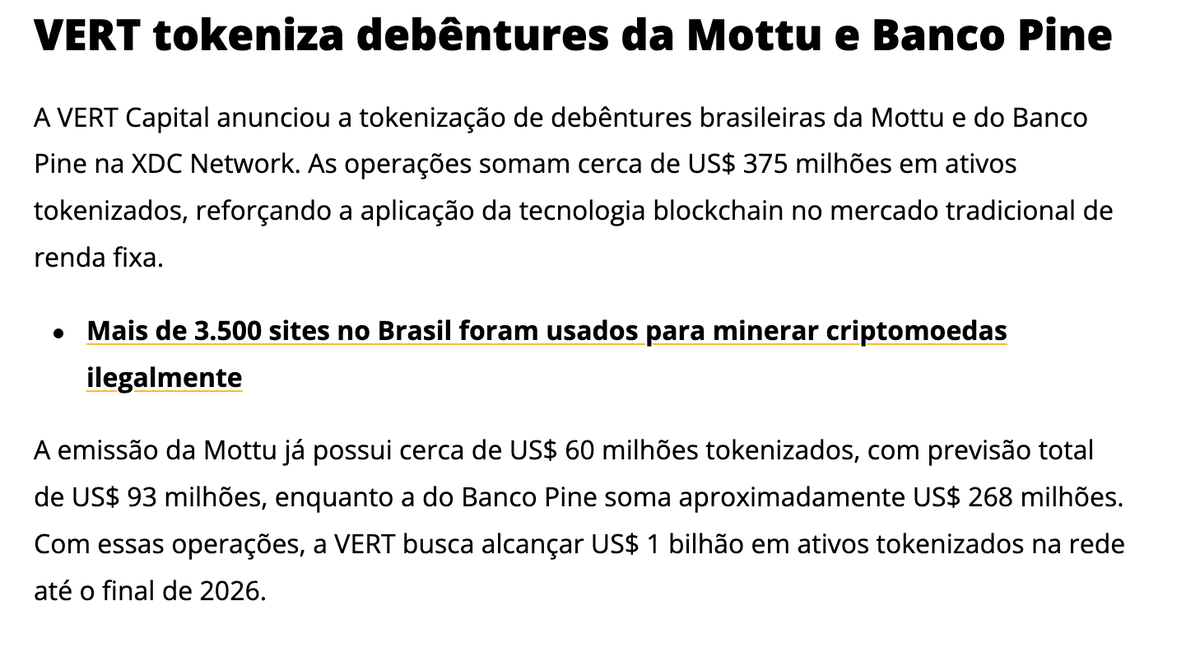 Crypto_And_Alex's tweet photo. Vert tokeniza debêntures.
Paxos Gold ganha espaço na Mynt, Ledger e OKX.⚡
💼 Mercado de capitais digital
🥇 Ouro na blockchain
📈 Expansão global
🔗: https://t.co/dSz2QmPxYD
#Vert #XDC #PaxosGold #Blockchain #CryptoAdoption #RWA #DeFi #Web3 #DigitalAssets
@XDCNetwork https://t.co/UctIv2qpOT