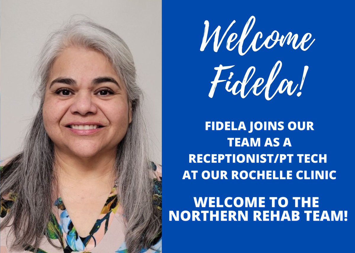 Please join us in giving a warm welcome to Fidela, our newest addition to the Northern Rehab team!

Fidela joins us as a Receptionist and PT Technician at our Rochelle facility, bringing enthusiasm and dedication to our team. Welcome aboard, Fidela!