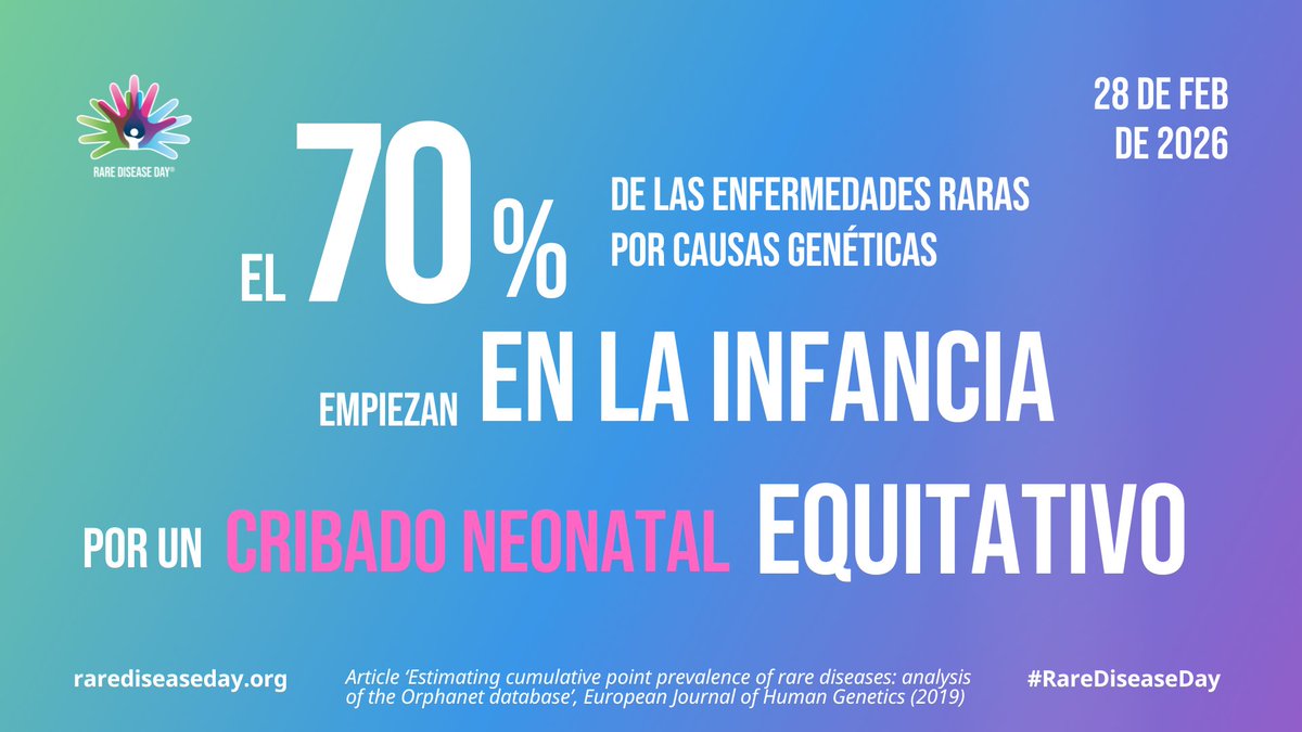 El 28 de febrero es el Día Mundial de las #EnfermedadesRaras

¡Faltan 4⃣ días! <a href="/rarediseaseday/">Rare Disease Day</a>
#CribadoNeonatal #DiaMundialEnfermedadesRaras #RareDiseaseDay #XIVEncuentroNacionalER