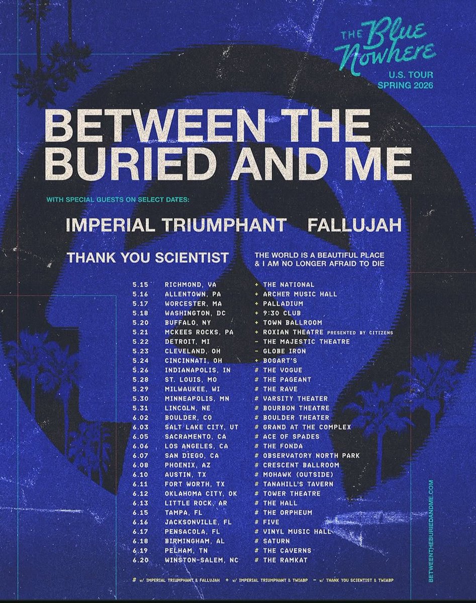 Between The Buried And Me announce a U.S. tour with IMPERIAL TRIUMPHANT and Fallujah

BetweenTheBuriedAndMe #ImperialTriumphant #Fallujah #ProgressiveMetal #TechnicalMetal