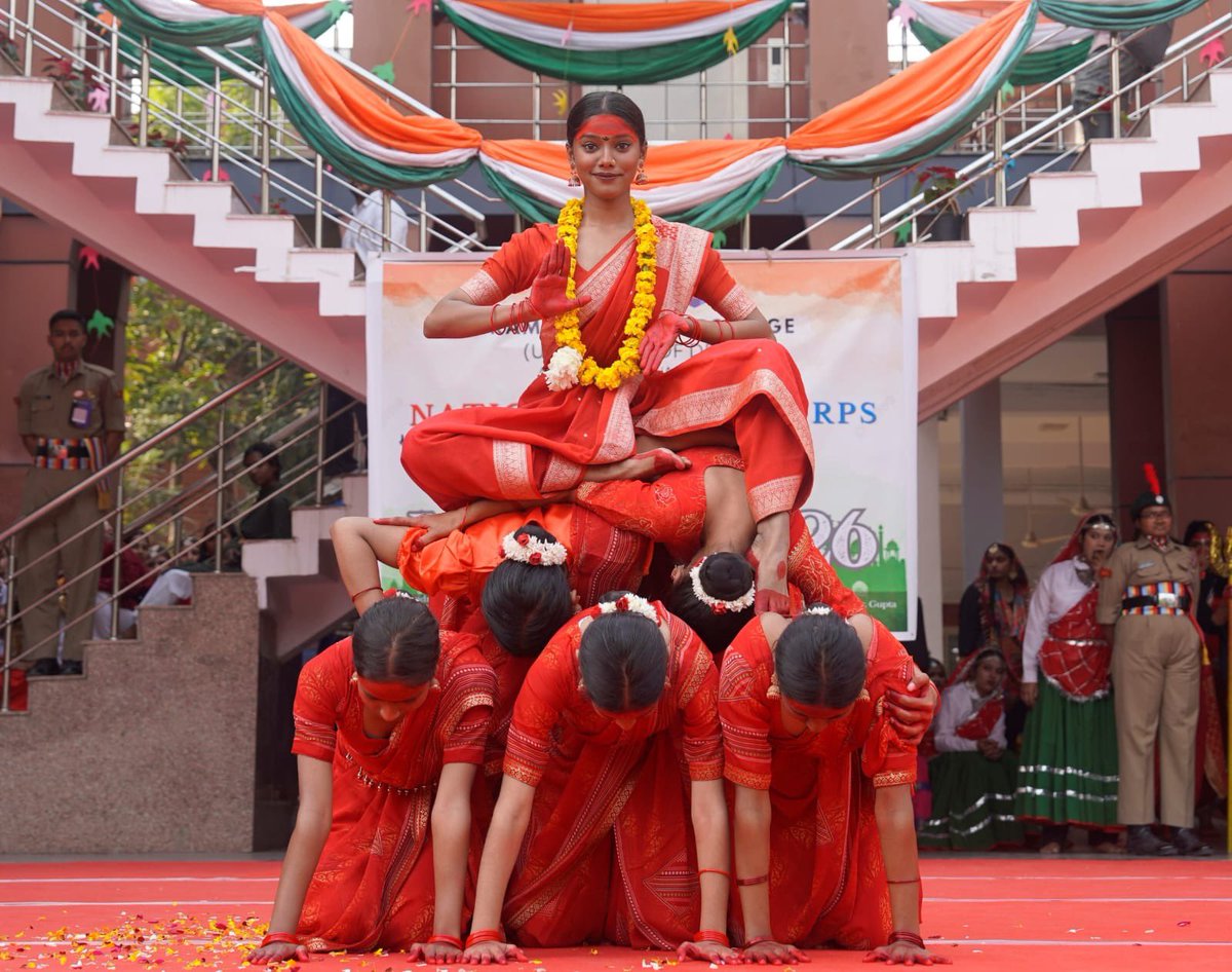 RLAC_DU's tweet photo. RLAC hosted its annual NCC fest Vikrant (Feb 16, 2026). Chief Guest Col. Manish Verma called NCC a platform for character building. Cadets showcased discipline in drills, quiz, cultural and sports events. Principal Prof. Rakesh Kumar Gupta appreciated their dedication. https://t.co/kRz95kq8MX