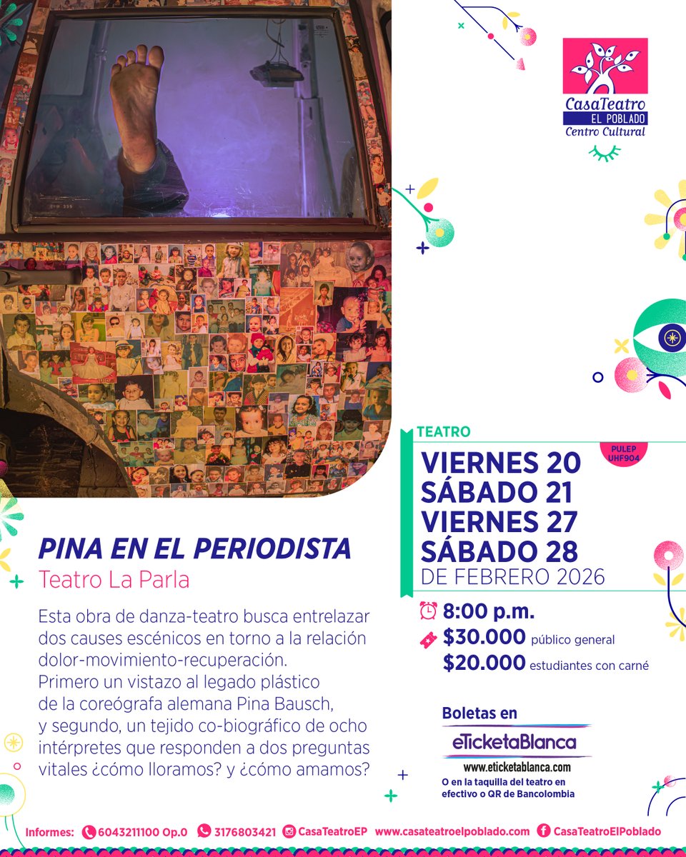 Últimas 2 funciones de temporada

Boletas en este link:
tickets.eticketablanca.com/event/pina-en-…