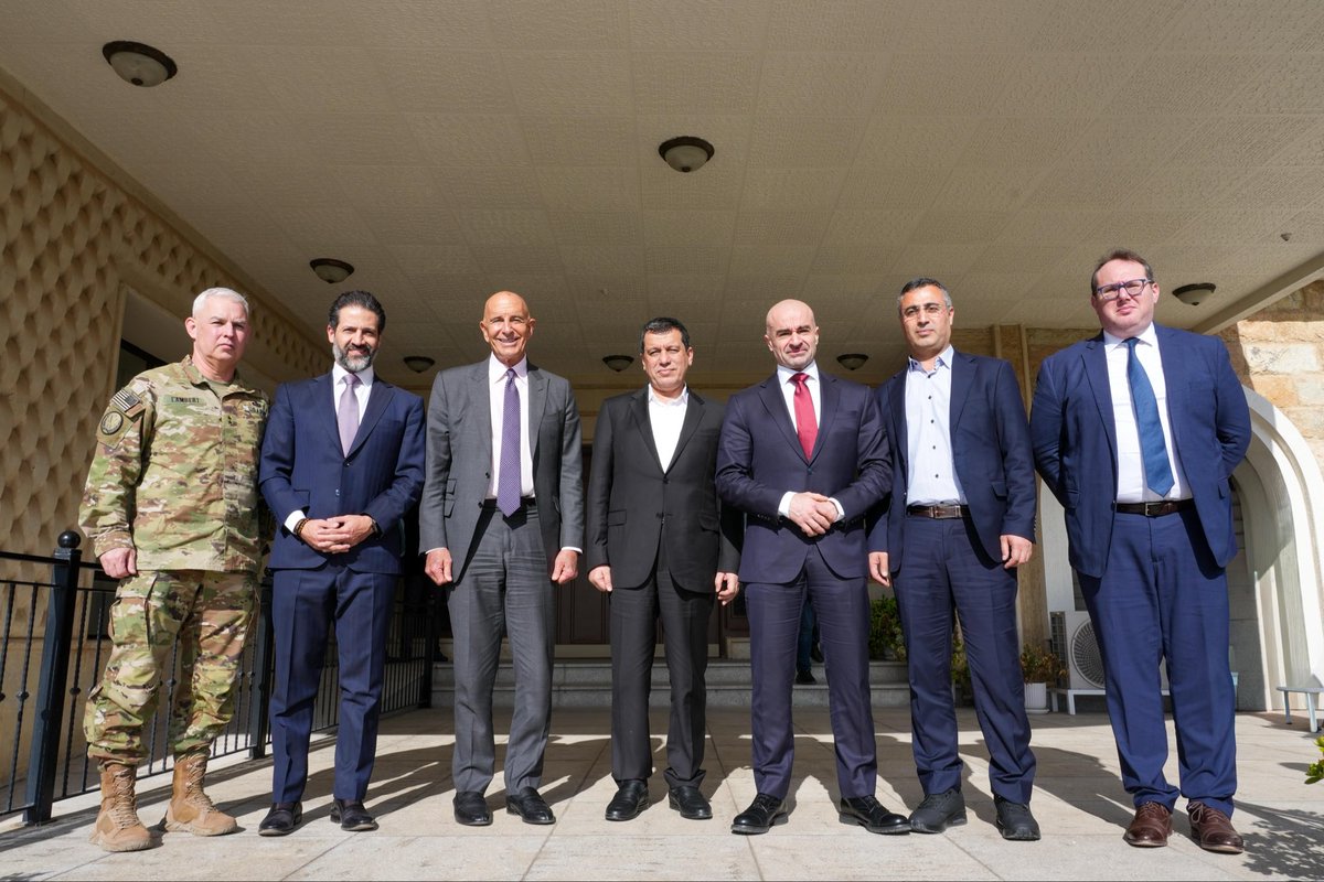 Bafeltalabani's tweet photo. Bafel Jalal Talabani, President of the Patriotic Union of Kurdistan, met in Dabashan with @USAMBTurkiye Tom Barrack, special envoy of President Donald Trump, and @MazloumAbdi General Mazloum Abdi, General Commander of the Syrian Democratic Forces (SDF).  

At the meeting, where Qubad Talabani, a senior PUK leadership member, was present, main focus was on the need to implement the January 29th agreement, and to work together to remove any obstacles that prevent the implementation of that agreement. 

During the meeting, all sides affirmed the need for a Syria that respects all its communities, and will work together to help Syria become a constructive country in the region and the international community.
