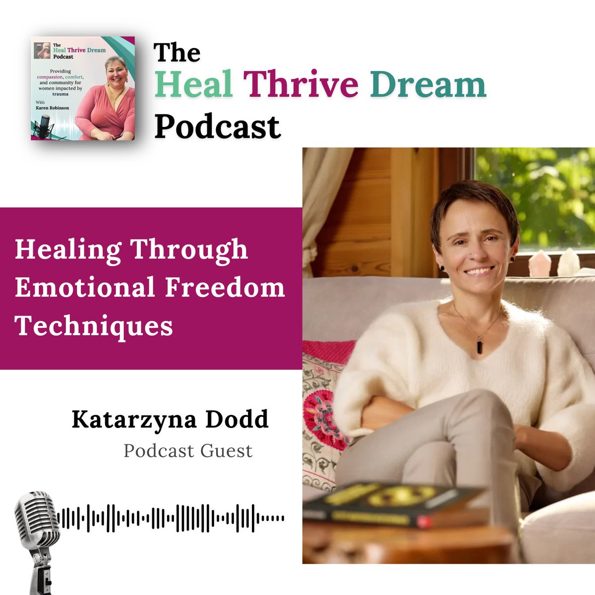 healthrivedream's tweet image. Podcast EP222: Healing Through Emotional Freedom Techniques with Katarzyna Dodd  

Learn how to navigate your emotions, set healthy boundaries, and reconnect with your deepest self.

Listen here: healthrivedream.com/podcast/ep222

#KarenRobinson #HealThriveDreamPodcast #KatarzynaDodd