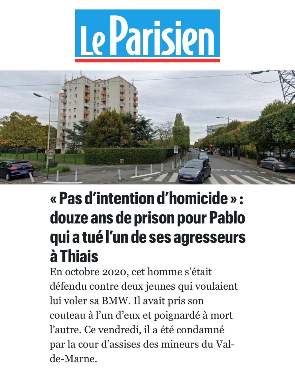 Citoyens français, vous êtes prévenus : si vous et votre femme êtes agressés au couteau, laissez-vous faire, sinon l’État vous mettra en prison !

🗞️ L’article : leparisien.fr/val-de-marne-9…