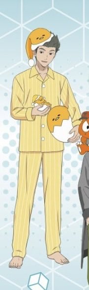 ぐでたまとのコラボってのもあるけど、この中で1人パジャマなムラカミ君どう考えてもゆるすぎる。マサタカみろよ、ハット帽子にマントに蝶ネクタイでガチガチにキメてんやぞ？？？？寝てる横でマジックショー始めるぞこいつ。